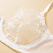 White Metal Chain Flowers Embroidered Underwear Bra Set