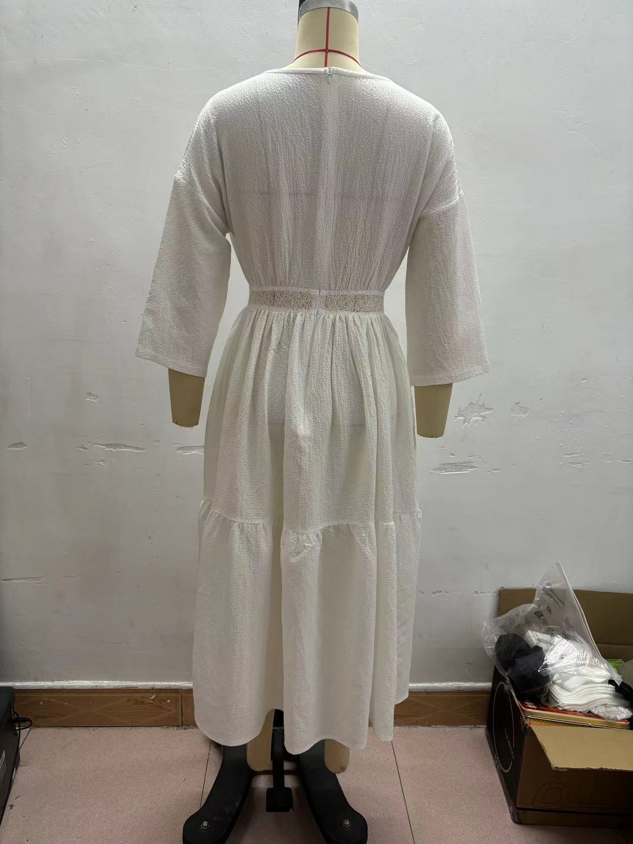 Stitching Beach Seaside Vacation Hollow Dress