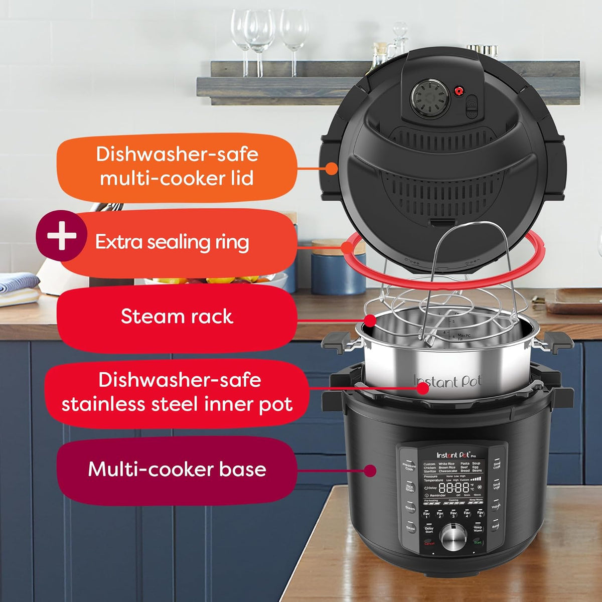 Instant Pot Pro 8 Qt 10-in-1 Electric Pressure Cooker, Black