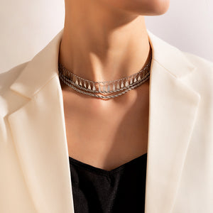 Multi-layer Hemp Flowers Chain Round Drop-shaped Necklace