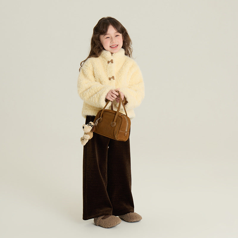 Furry Coat Children Single-layer Fleece-lined Warm-keeping Cotton Clothing