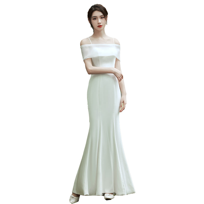 Simple Satin Suspender Tail Wedding