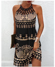 Fashion Print Dress Casual Halterneck Dresses For Women Summer Clothes