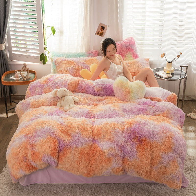 Mink Velvet Four-piece Printing Thickened Warm Bedding