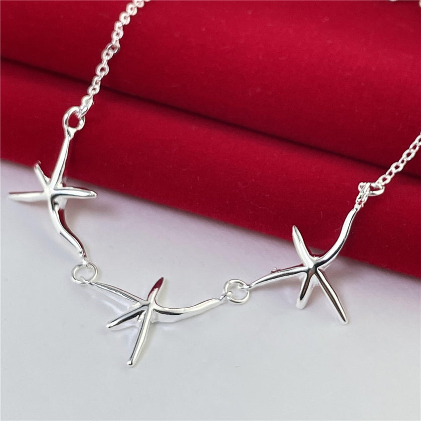 Women's Three Seastars Pendant Necklace