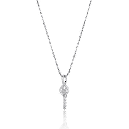Necklace Jewelry Micro Inlaid Zircon 925 Silver Key Pendant for Men and Women