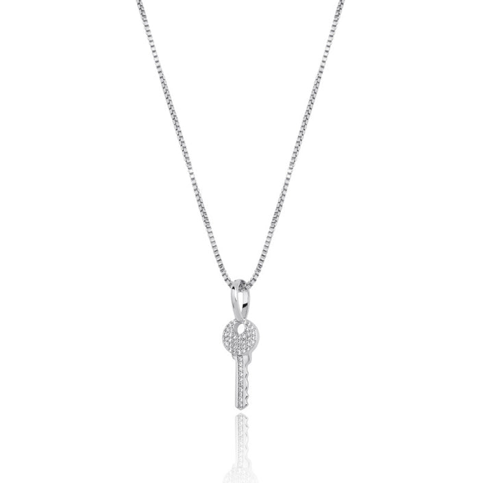 Necklace Jewelry Micro Inlaid Zircon 925 Silver Key Pendant for Men and Women