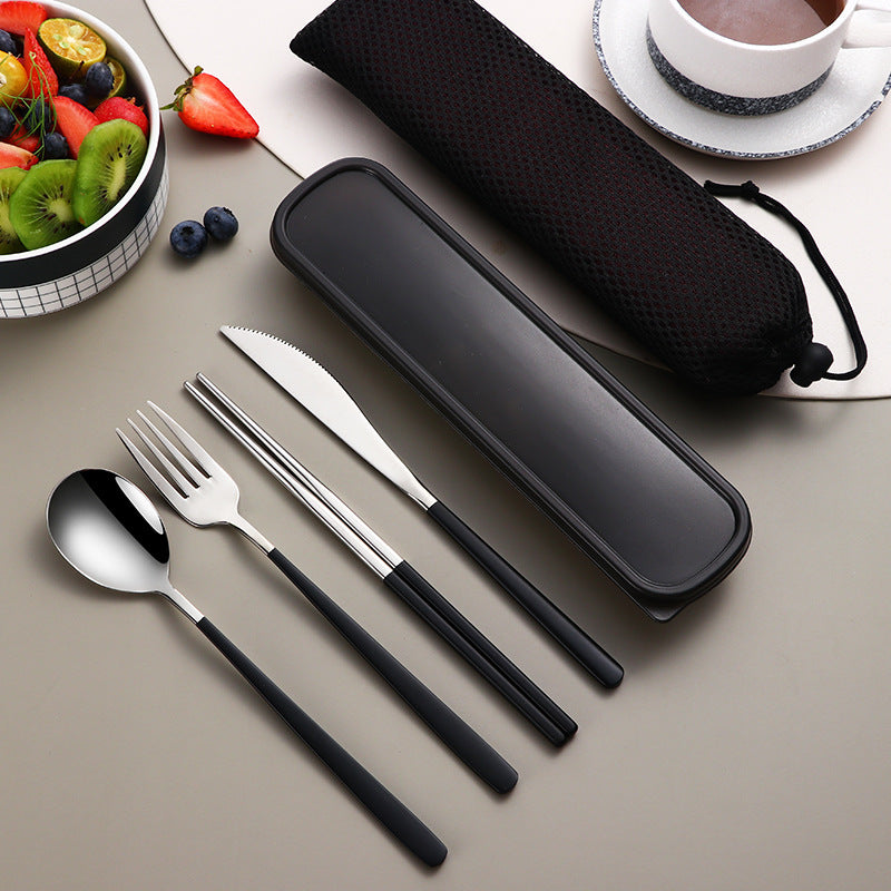 Kitchen Accessories Camping Travel Sets Gold Knife Fork Spoon Portable Cutlery Sets with case