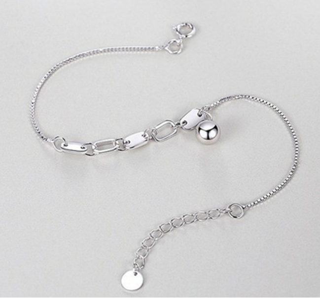 Punk Chain Instagram Niche Sterling Silver 925 Flake Beads Pendant Bracelet