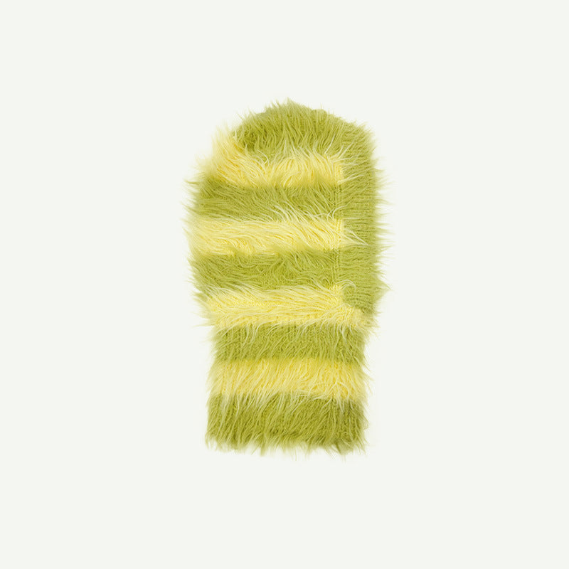 Original Design Non-mainstream Style Striped Mink-like Knitted Hat