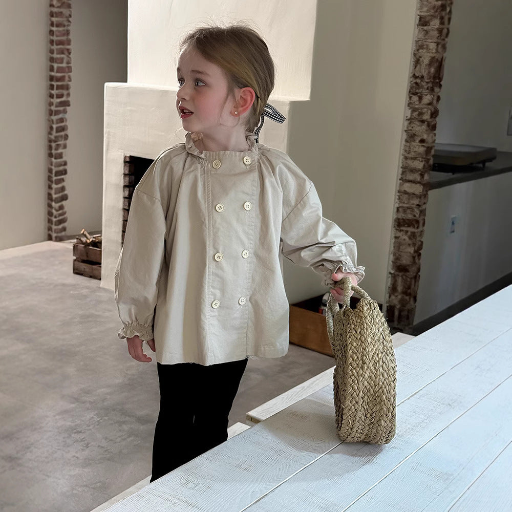 Girls' Double Breasted Trench Coat Spring And Summer New