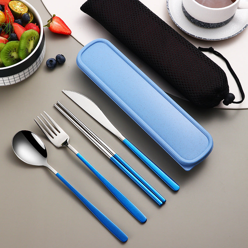 Kitchen Accessories Camping Travel Sets Gold Knife Fork Spoon Portable Cutlery Sets with case