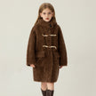 Girls' Simple Solid Color Tiglado Wool Coat