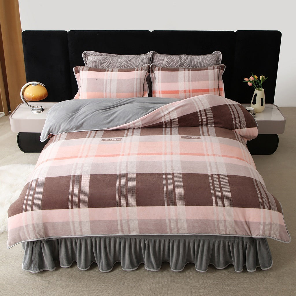 New Milk Fiber Printed Four-piece Bedding Set