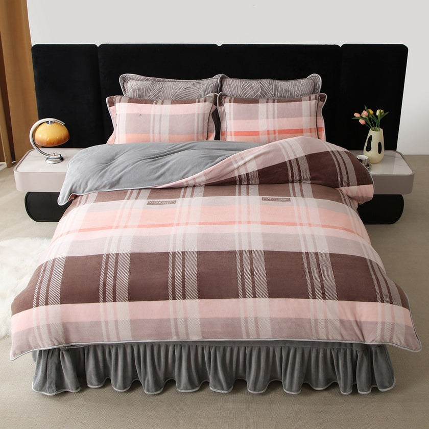 New Milk Fiber Printed Four-piece Bedding Set