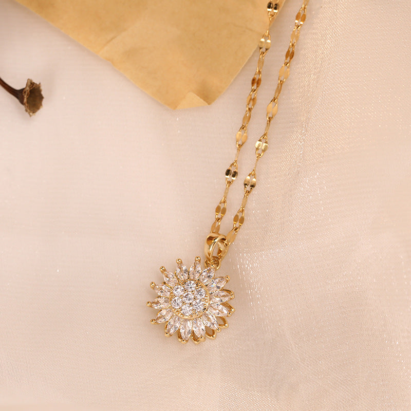 Double-layer Rotatable Sunflower SUNFLOWER Necklace