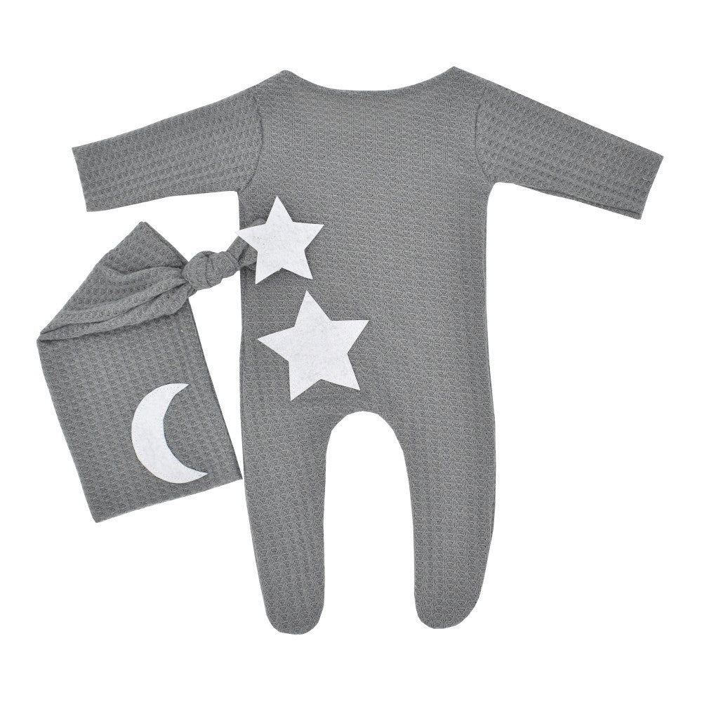 Newborn Photography Stars And Moon Decoration Knitted Jumpsuit
