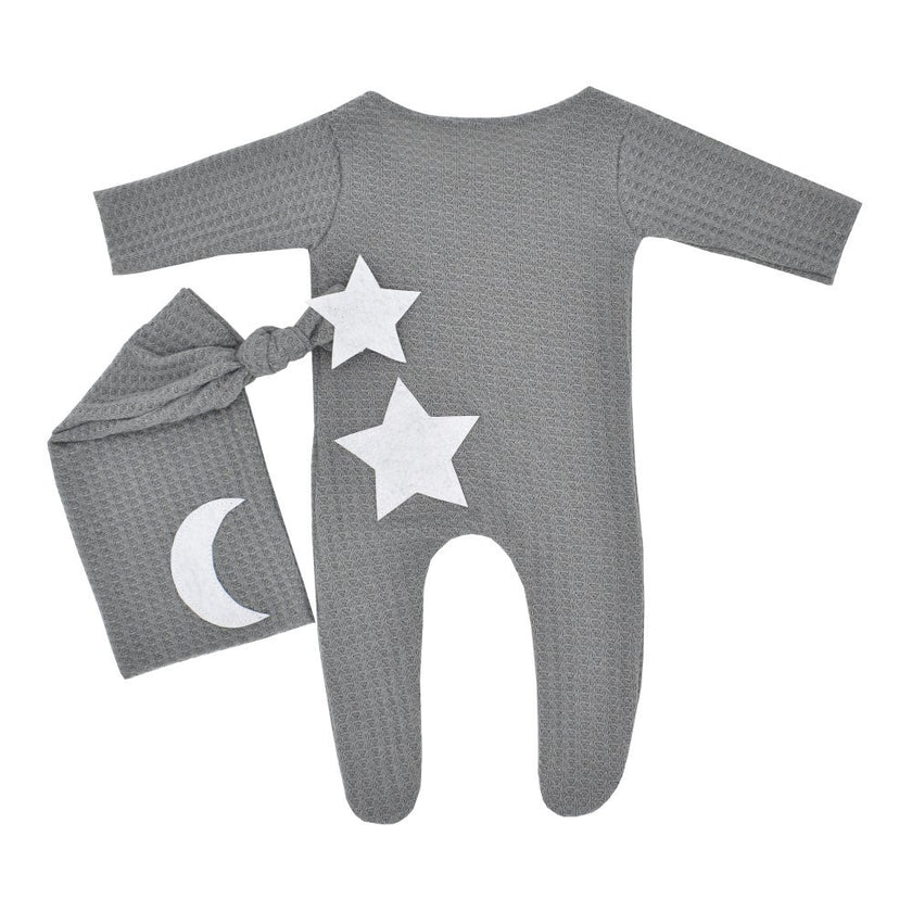 Newborn Photography Stars And Moon Decoration Knitted Jumpsuit