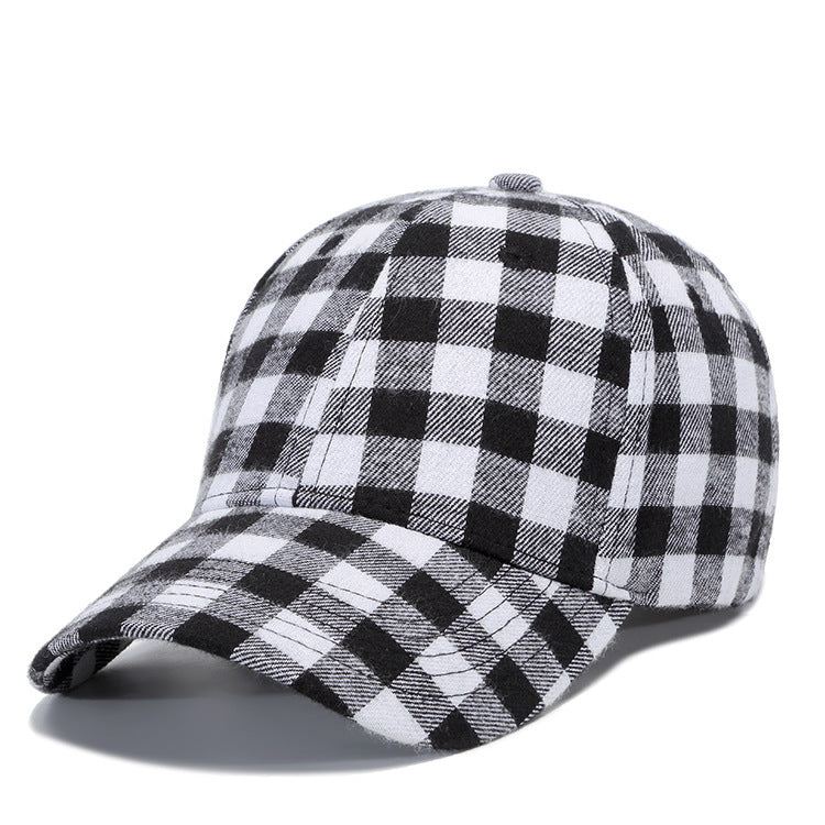 Black Red Check Peak Baseball Hat