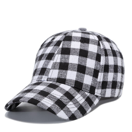 Black Red Check Peak Baseball Hat