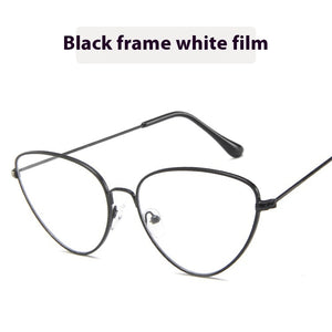 Cat's Eye Plain Glasses Retro Metal Optical Frame