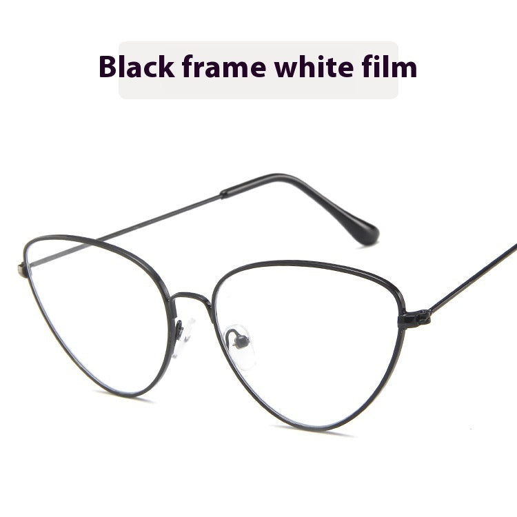 Cat's Eye Plain Glasses Retro Metal Optical Frame