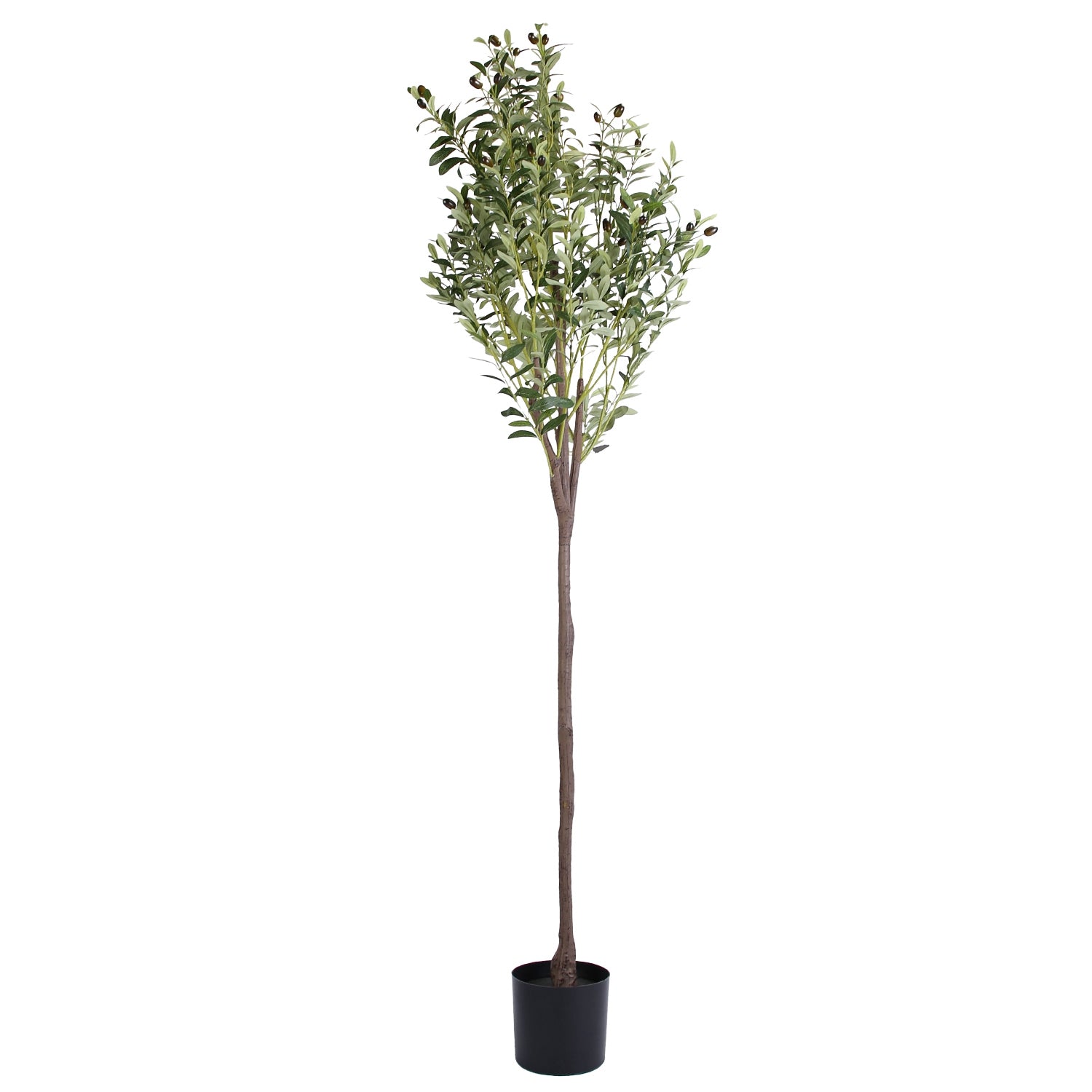 1Pc 5.9FT Artificial Olive Tree Tall Fake Olive Plant Faux Potted Olive Tree With Lush Olive Branches And Fruits With Black Planter Pot For Modern Home Office Living Room Shop Cafe