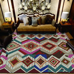 European Style Jihe Print Carpet Bedroom Living Room