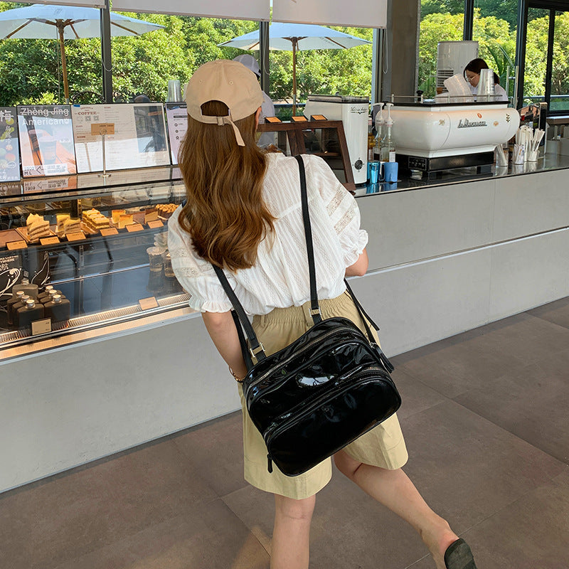 Women's Fashion Bright Leather Large Capacity Shoulder Commuter Bag