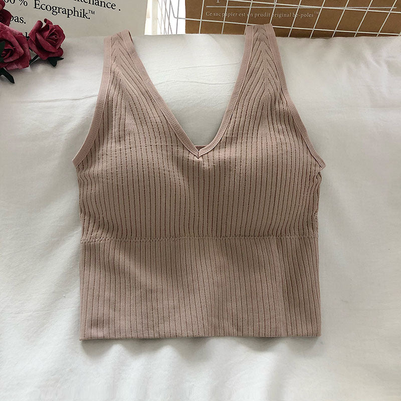 Wrapped Chest Strap And Padding Non-wire Sports Bra