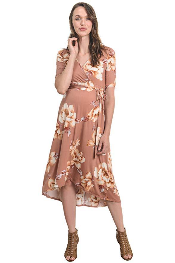 V-neck Irregular Belt Long Skirt Maternity Dress