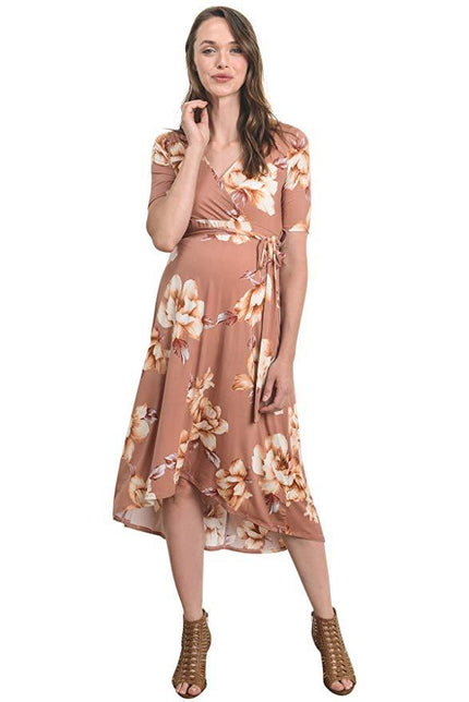 V-neck Irregular Belt Long Skirt Maternity Dress