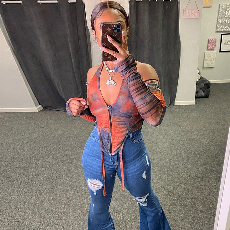 Popular niche print T-shirt women tops