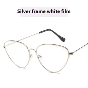 Cat's Eye Plain Glasses Retro Metal Optical Frame