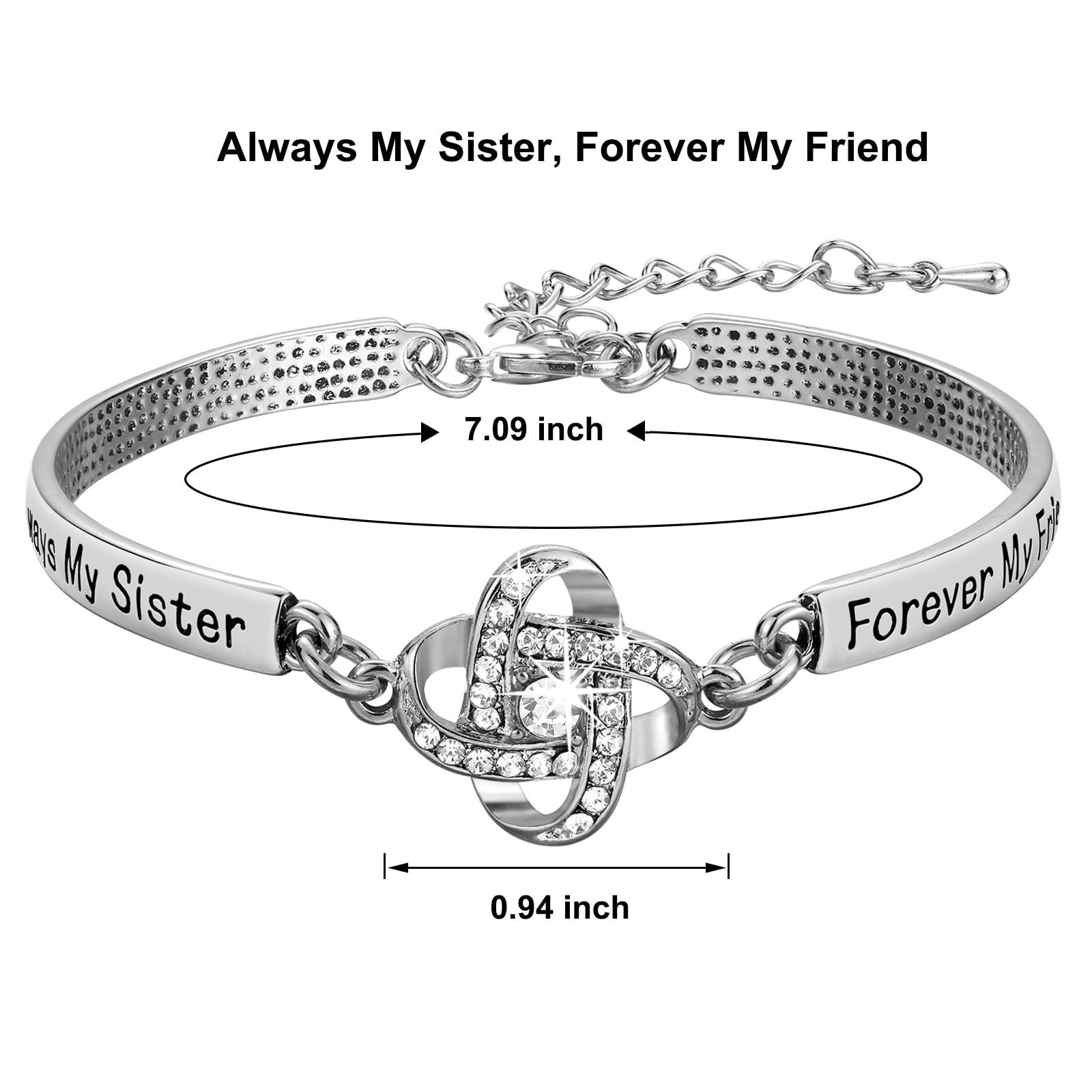 Sisters Friendship Theme Silver Bracelet