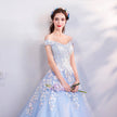 Blue Flowers Bride Wedding Toast Art Test Wedding Evening Dress