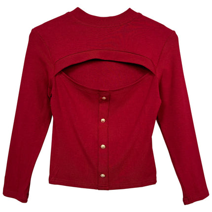 Winter New Elegant Slim-fit Hollow-out Slim Fit Short Long Sleeve Top Women