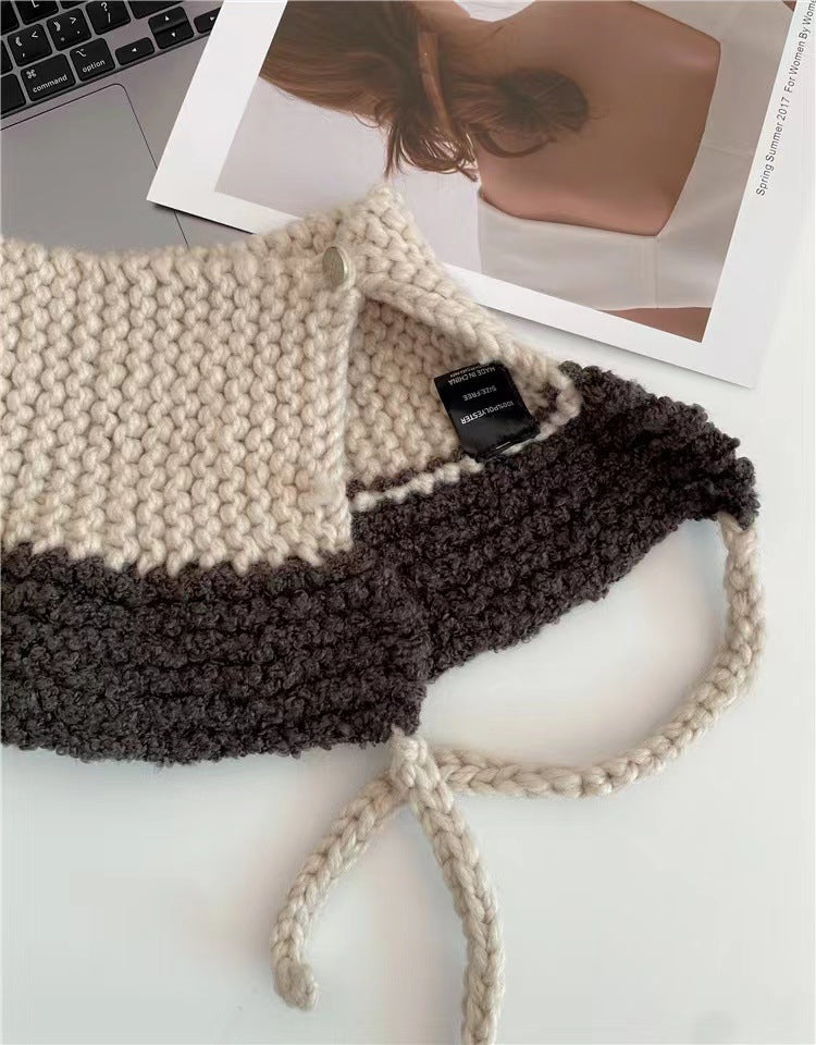 Cute Tethered Color Contrast Knit Hat
