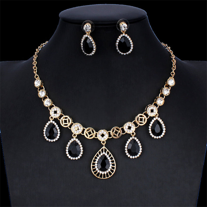 Women's Jewelry Set Bridal Necklace Earrings Wedding Two-piece Banquet Accessories