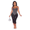 Women's Skinny Sling Mesh Hot Drill Dress