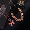 Alpcamers Double Layer Cuban Necklace Full Of Diamonds With Large Butterflies