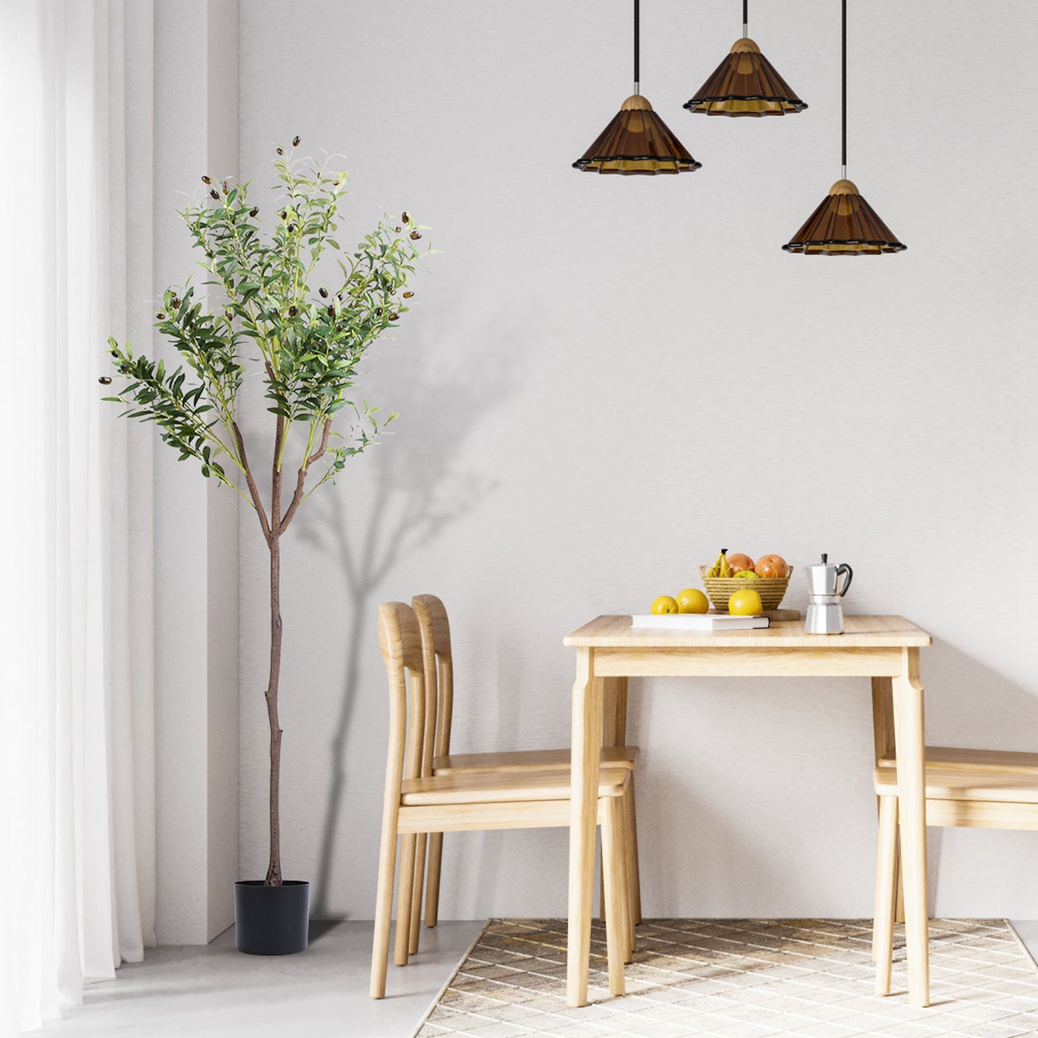 1Pc 5.9FT Artificial Olive Tree Tall Fake Olive Plant Faux Potted Olive Tree With Lush Olive Branches And Fruits With Black Planter Pot For Modern Home Office Living Room Shop Cafe