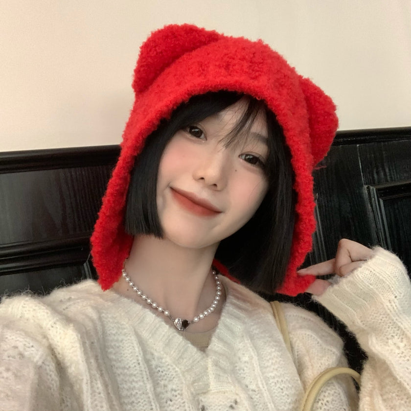 Bear Ear Protection Hat For Women In Autumn And Winter