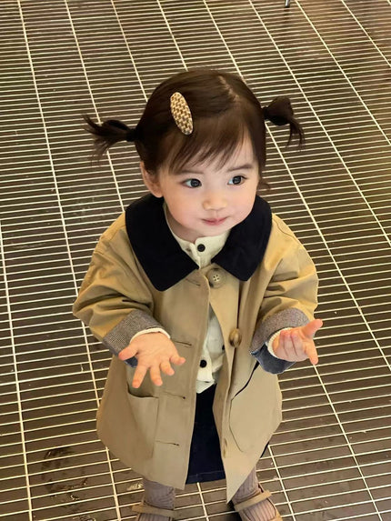 Girls' Spring And Autumn Clothes Children's Trench Coat