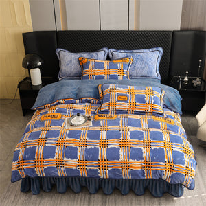 New Milk Fiber Printed Four-piece Bedding Set