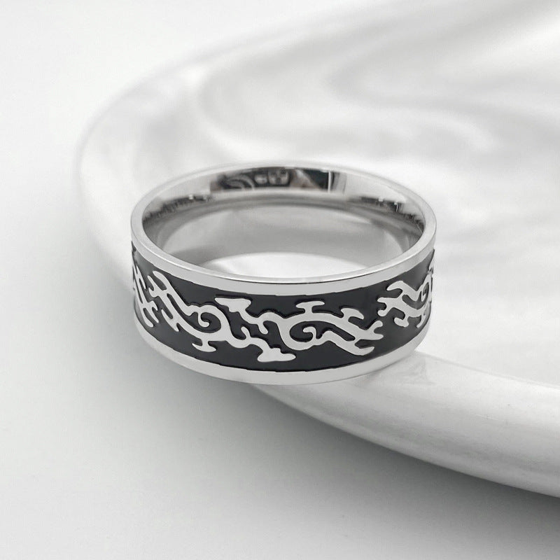 Titanium Steel European And American Style Fashionmonger Ring Domineering Dragon Pattern