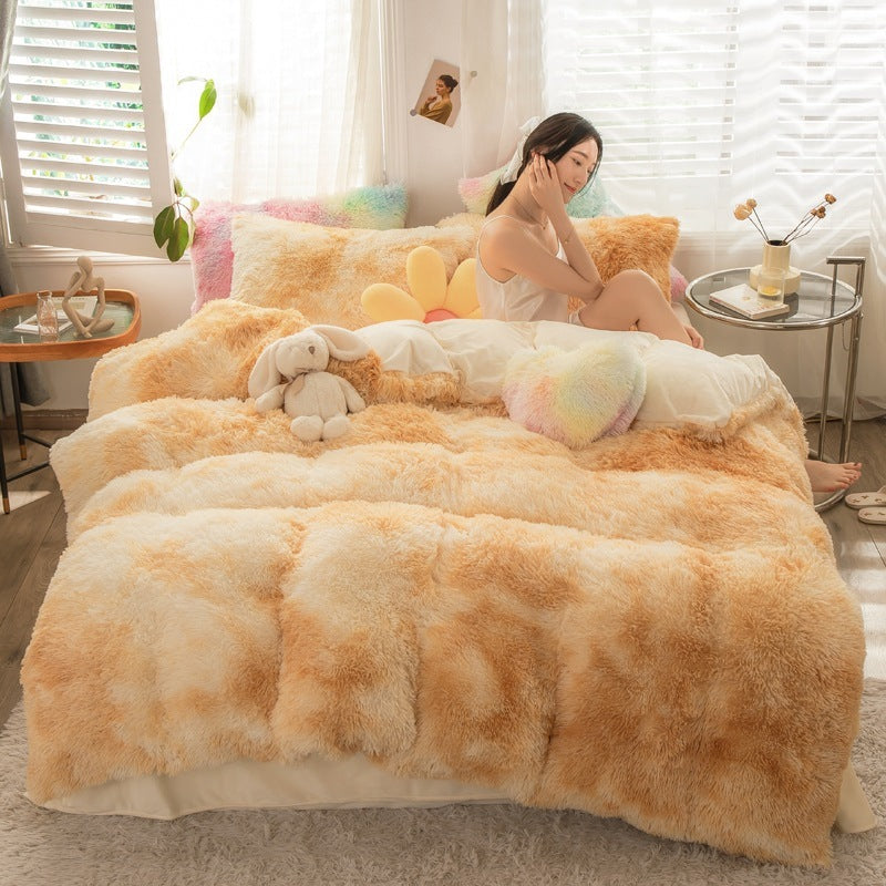 Mink Velvet Four-piece Printing Thickened Warm Bedding