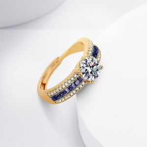 Zircon Micro-inlaid Starry Ring Champagne Gold Diamond Ring For Women