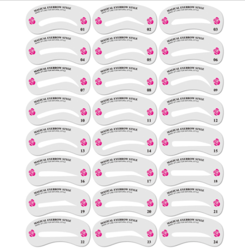 Eyebrow Stamp Stencil Kit, 24 Pc Eyebrow Shaping Stencils