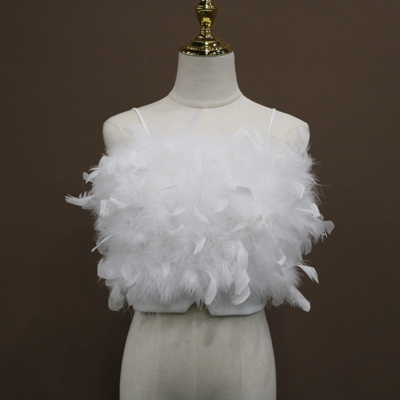 Womens Summer Petal Feather Camisole Wrapped Chest